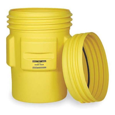 Open Head Overpack Drum, Polyethylene, 65 gal, Unlined, Yellow MPN:1661