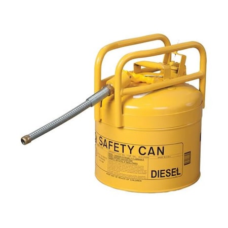 Type II Safety Can, Galvanized Steel, 5 gal, 7/8 in Metal Hose, DOT Transport, Yellow, Diesel MPN:1215Y