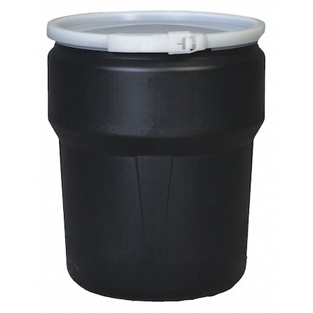 Open Head Poly Drum, w/Lock Ring, 10 gal., 10 gal, High-Density-Polyethylene MPN:1609BLK