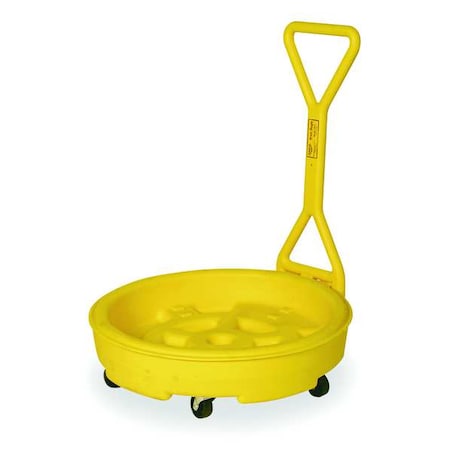 Mobile Drum Spill Dolly, 31 in Inside Diameter, 12 Gallon Sump Capacity, Polyethylene, Yellow MPN:1613