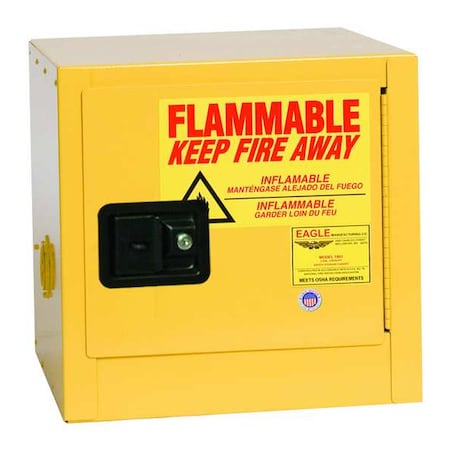 Hazardous Material Storage Cabinet, 2 gal, 1 Shelves, Steel, 17 in W x 18 in H x 17 in D, Yellow MPN:1900X