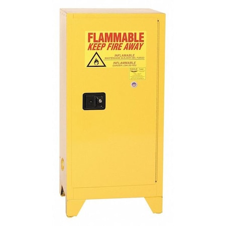 Hazardous Material Storage Cabinet, 16 gal, 1 Shelves, Steel, 23 1/4 in W x 48 in H x 18 in D MPN:1906XLEGS