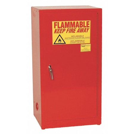 Hazardous Material Storage Cabinet, 16 gal, 1 Shelves, Steel, 23 1/4 in W x 44 in H x 18 in D, Red MPN:1906XRED