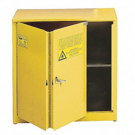 Hazardous Material Storage Cabinet, 30 gal, 1 Shelves, Steel, 43 in W x 44 in H x 18 in D, Yellow MPN:1930X