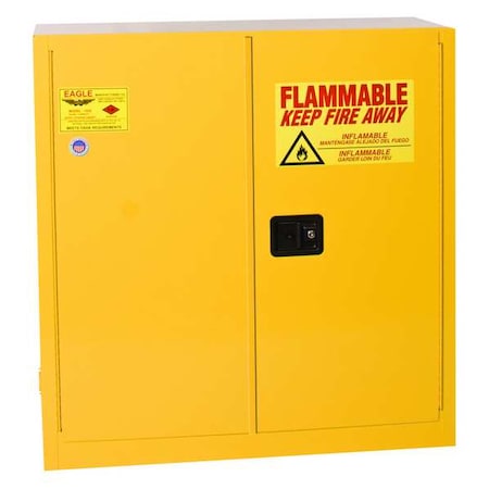 Hazardous Material Storage Cabinet, 30 gal, 1 Shelves, Steel, 43 in W x 44 in H x 18 in D, Yellow MPN:1932X