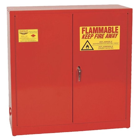 Hazardous Material Storage Cabinet, 30 gal, 1 Shelves, Steel, 43 in W x 44 in H x 18 in D, Red MPN:1932XRED