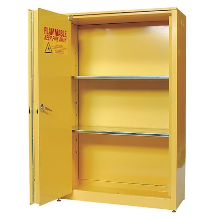 Hazardous Material Storage Cabinet, 45 gal, 2 Shelves, Steel, 43 in W x 65 in H x 18 in D, Yellow MPN:1945X