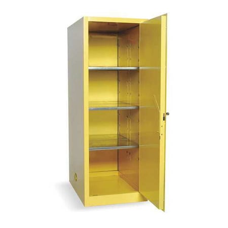 Hazardous Material Storage Cabinet, 48 gal, 3 Shelves, Steel, 23 in W x 65 in H x 34 in D, Yellow MPN:1946X