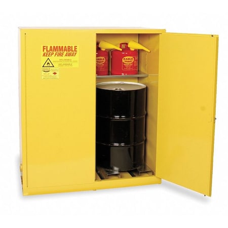 Hazardous Material Storage Cabinet, 110 gal, 1 Shelves, Steel, 59 in W x 65 in H x 34 in D, Yellow MPN:1955X