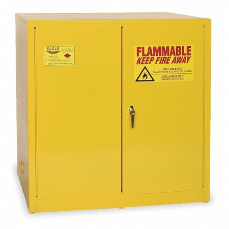 Hazardous Material Storage Cabinet, 60 gal, 1 Shelves, Steel, 43 in W x 44 in H x 34 in D, Yellow MPN:1964X