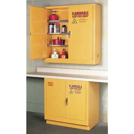 Hazardous Material Storage Cabinet, 22 gal, 1 Shelves, Steel, 35 in W x 35 in H x 22 in D, Yellow MPN:1970X