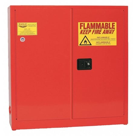 Hazardous Material Storage Cabinet, 24 gal, 3 Shelves, Steel, 43 in W x 44 in H x 12 in D, Red MPN:1975XRED