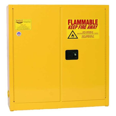 Hazardous Material Storage Cabinet, 24 gal, 3 Shelves, Steel, 43 in W x 44 in H x 12 in D, Yellow MPN:1976X