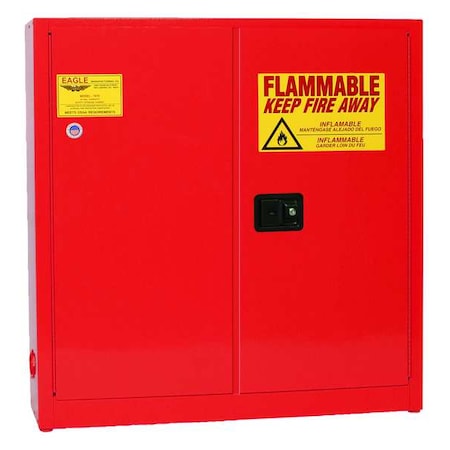 Hazardous Material Storage Cabinet, 24 gal, 3 Shelves, Steel, 43 in W x 44 in H x 12 in D, Red MPN:1976XRED