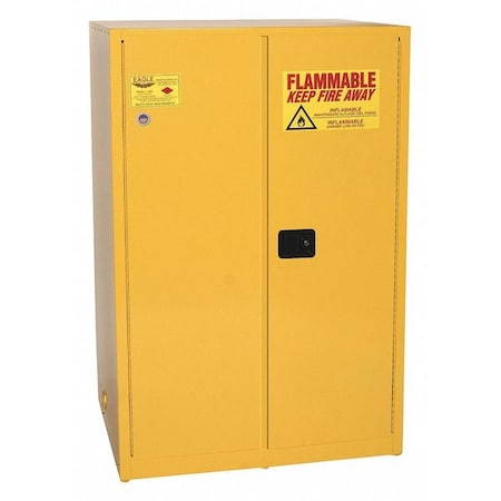 Hazardous Material Storage Cabinet, 90 gal, 2 Shelves, Steel, 43 in W x 65 in H x 34 in D, Yellow MPN:1992X