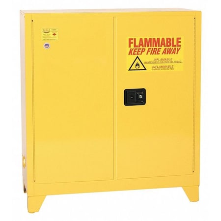 Hazardous Material Storage Cabinet, 30 gal, 1 Shelves, Steel, 43 in W x 48 in H x 18 in D, Yellow MPN:3010XLEGS