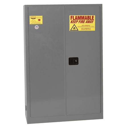 Flammable Safety Storage Cabinet, 45 gal, 2 Shelves, Steel, 43 in W x 65 in H x 18 in D, Gray MPN:4510XGRAY