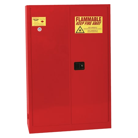 Hazardous Material Storage Cabinet, 45 gal, 2 Shelves, Steel, 43 in W x 65 in H x 18 in D, Red MPN:4510XRED
