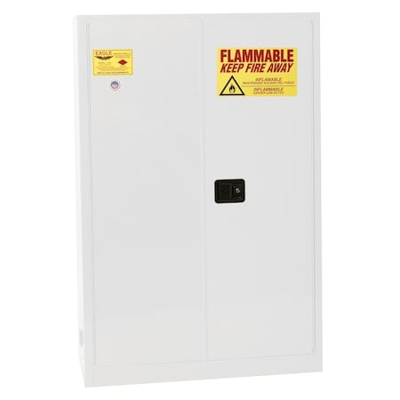 Flammable Safety Storage Cabinet, 45 gal, 2 Shelves, Steel, 43 in W x 65 in H x 18 in D, White MPN:4510XWHTE