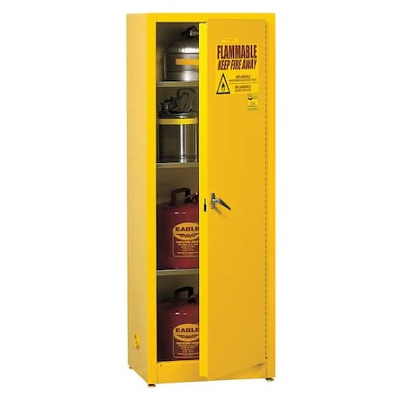 Hazardous Material Storage Cabinet, 48 gal, 3 Shelves, Steel, 23 in W x 65 in H x 34 in D, Yellow MPN:4610X