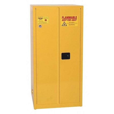 Hazardous Material Storage Cabinet, 60 gal, 2 Shelves, Steel, 34 in W x 65 in H x 34 in D, Yellow MPN:6010X
