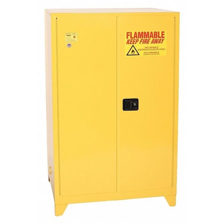 Hazardous Material Storage Cabinet, 90 gal, 2 Shelves, Steel, 43 in W x 69 in H x 34 in D, Yellow MPN:9010XLEGS