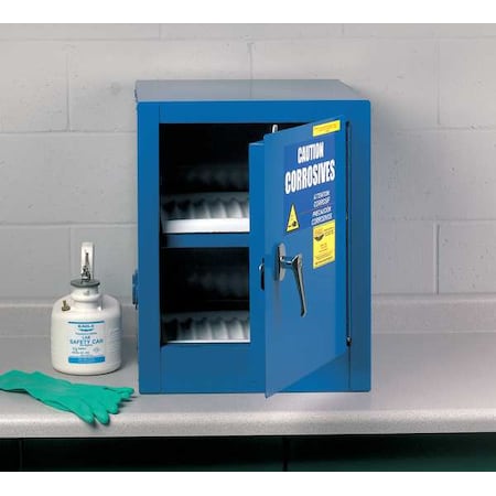 Hazardous Material Storage Cabinet, 4 gal, 1 Shelves, Steel, 17 1/2 in W x 17 in H x 17 in D, Blue MPN:CRA1903X