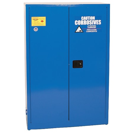 Hazardous Material Storage Cabinet, 45 gal, 2 Shelves, Steel, 43 in W x 65 in H x 18 in D, Blue MPN:CRA4510X
