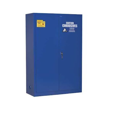 Hazardous Material Storage Cabinet, 45 gal, 2 Shelves, Steel, 43 in W x 65 in H x 18 in D, Blue MPN:CRA47X