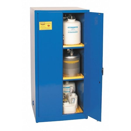 Hazardous Material Storage Cabinet, 60 gal, 2 Shelves, Steel, 34 in W x 65 in H x 34 in D, Blue MPN:CRA62X