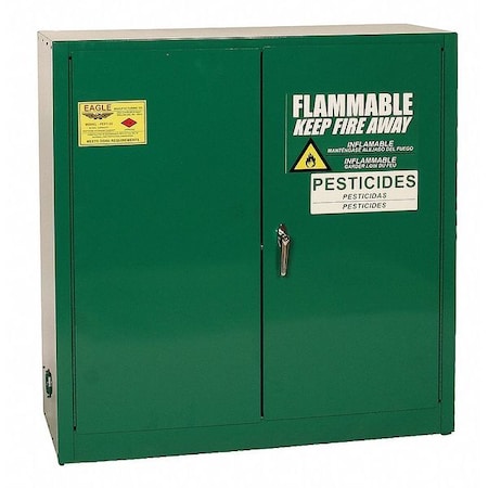 Hazardous Material Storage Cabinet, 30 gal, 1 Shelves, Steel, 43 in W x 44 in H x 18 in D, Green MPN:PEST32X