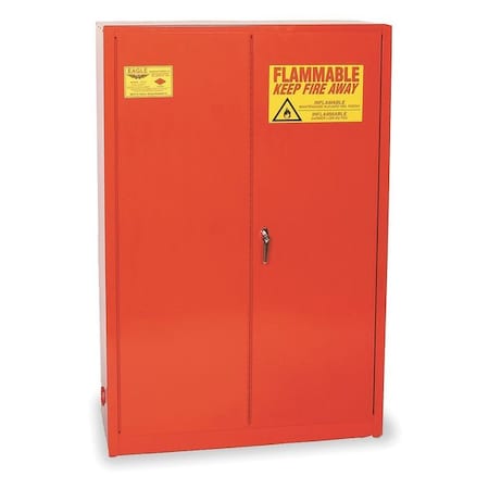 Hazardous Material Storage Cabinet, 60 gal, 5 Shelves, Steel, 43 in W x 65 in H x 18 in D, Red MPN:PI45X