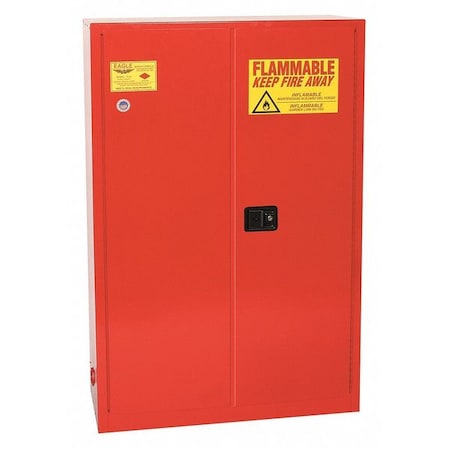 Hazardous Material Storage Cabinet, 60 gal, 5 Shelves, Steel, 43 in W x 65 in H x 18 in D, Red MPN:PI47X