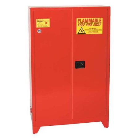 Hazardous Material Storage Cabinet, 60 gal, 5 Shelves, Steel, 43 in W x 69 in H x 18 in D, Red MPN:PI47XLEGS