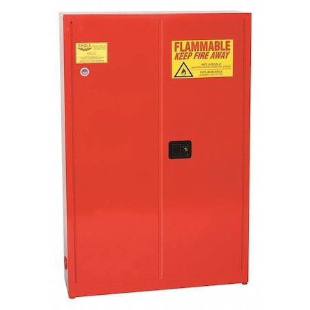Hazardous Material Storage Cabinet, 30 gal, 5 Shelves, Steel, 43 in W x 65 in H x 12 in D, Red MPN:PI7710X
