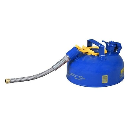 Type II Safety Can, Galvanized Steel, 1 gal, 5/8 in Flexible Metal Hose, Blue, Kerosene MPN:U211SX5B