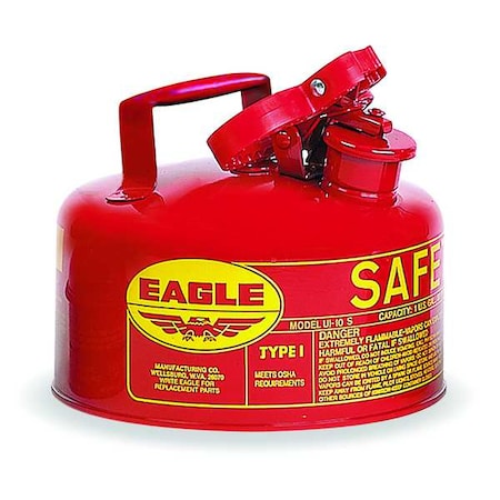 Type I Safety Can, Galvanized Steel, 1 gal, 9 in Dia., Self-Closing Lid, Red, Flammables MPN:UI10S