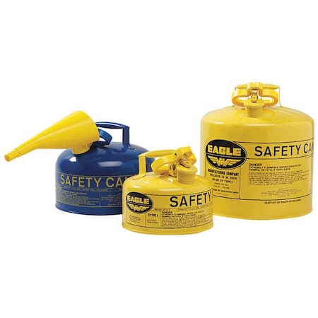 Type I Safety Can, Galvanized Steel, 1 gal, Self-Closing Lid, Blue, 9 in Dia., Kerosene MPN:UI10SB