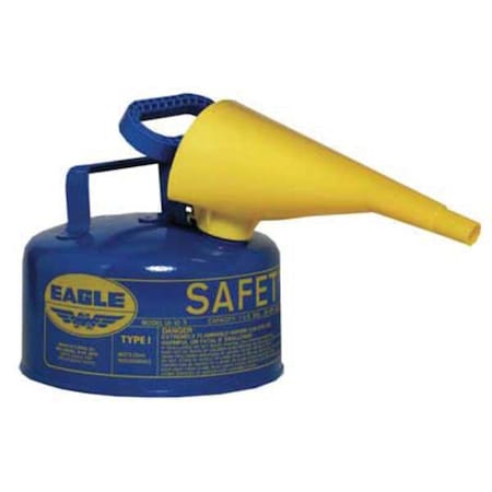 Type I Safety Can, Galvanized Steel, 2 gal, Self-Closing Lid, Blue, Includes Funnel, Kerosene MPN:UI20FSB