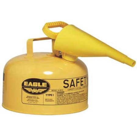 Type I Safety Can, Galvanized Steel, 2 gal, Self-Closing Lid, Yellow, Includes Funnel, Diesel MPN:UI20FSY