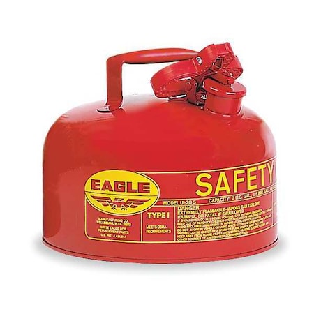 Type I Safety Can, Galvanized Steel, 2 gal, 11.25 in Dia., Self-Closing Lid, Red, Flammables MPN:UI20S