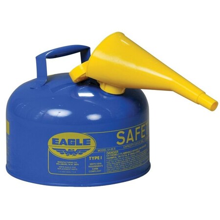 Type I Safety Can, Galvanized Steel, 2.5 gal, Self-Closing Lid, Includes Funnel, Blue, Kerosene MPN:UI25FSB