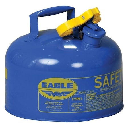 Type I Safety Can, Galvanized Steel, 2.5 gal, Self-Closing Lid, 11.25 in Dia., Blue, Kerosene MPN:UI25SB