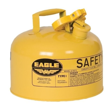 Type I Safety Can, Galvanized Steel, 2.5 gal, 11.25 in Dia., Self-Closing Lid, Yellow, Diesel MPN:UI25SY