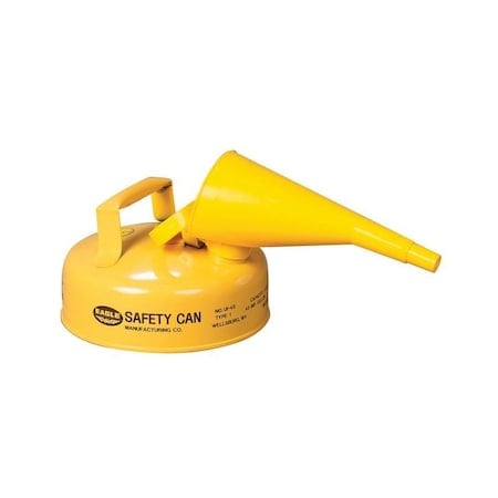 Type I Safety Can, Galvanized Steel, 2 qt, Self-Closing Lid, Includes Funnel, Yellow, Diesel MPN:UI4FSY