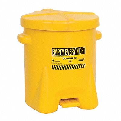 Oily Waste Can 6 gal Poly Yellow MPN:933FLY