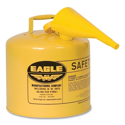 5GAL.METAL Yellow Type Isafety Can w/F-15 Funnel MPN:UI50FSY