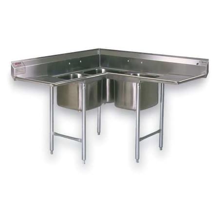 Kitchen Sink 19 in x 16 in, 3, 2, Floor Mount, 304 Stainless Steel MPN:C314-16-3-18