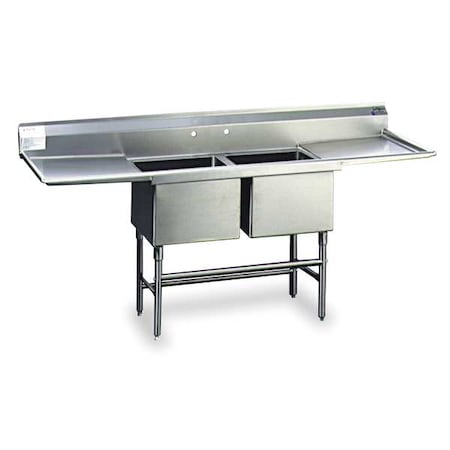 Kitchen Sink 18 in x 20 in, 2, 3, Floor Mount, 304 Stainless Steel MPN:FN2036-2-18-14/3
