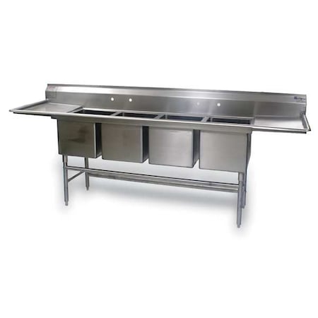 Kitchen Sink 18 in x 20 in, 4, 3, Floor Mount, 304 Stainless Steel MPN:FN2072-4-18-14/3